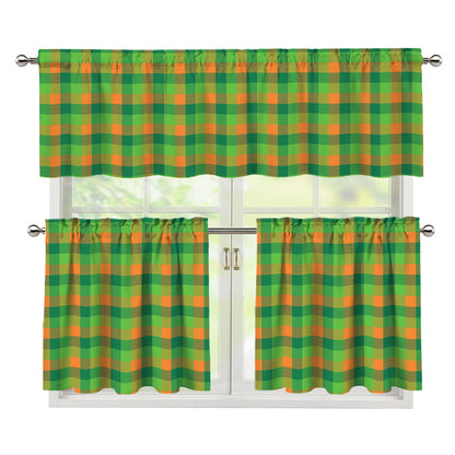 Shamrock Plaid St. Patrick's Day Print 3 Piece Kitchen Curtains