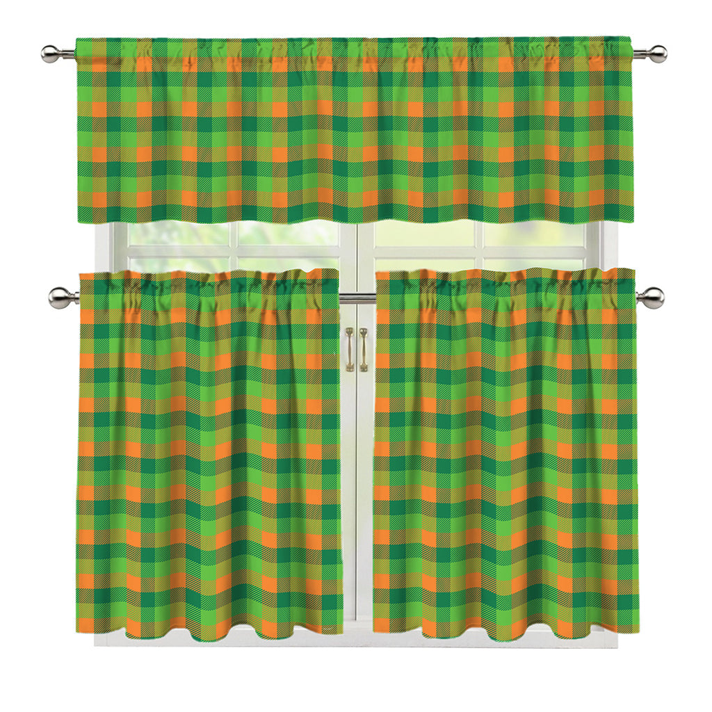 Shamrock Plaid St. Patrick's Day Print 3 Piece Kitchen Curtains