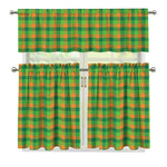 Shamrock Plaid St. Patrick's Day Print 3 Piece Kitchen Curtains