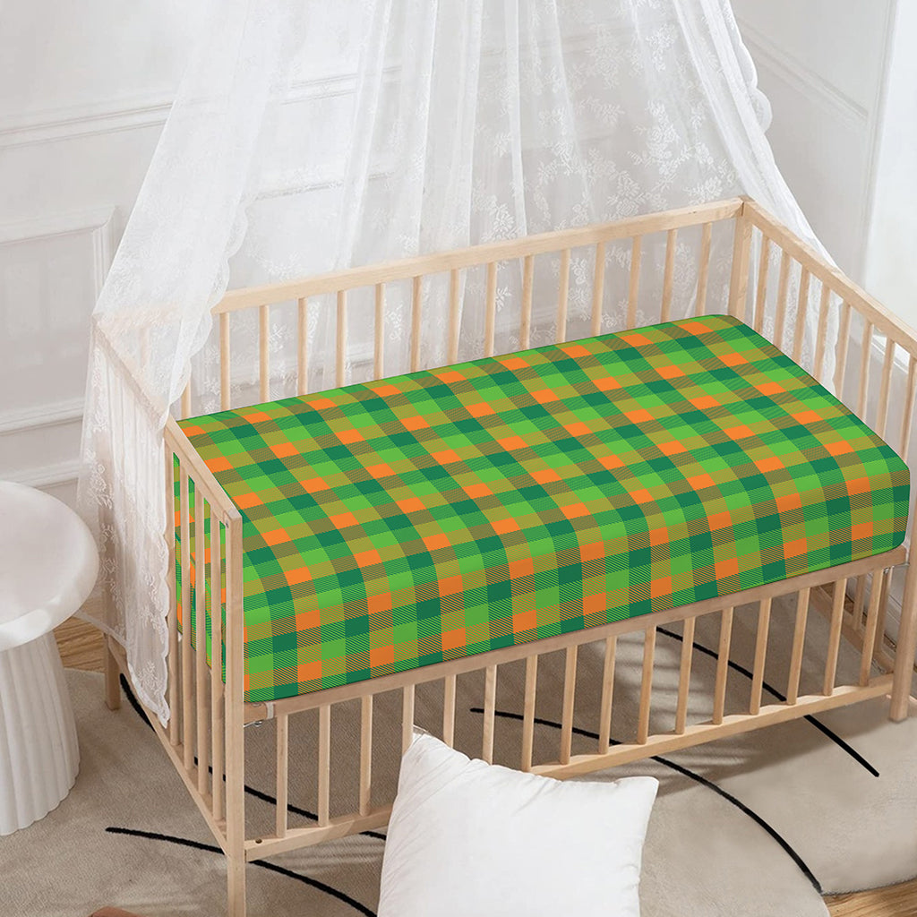 Shamrock Plaid St. Patrick's Day Print Baby Crib Sheet