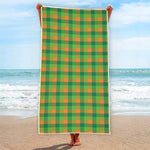 Shamrock Plaid St. Patrick's Day Print Beach Towel
