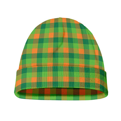 Shamrock Plaid St. Patrick's Day Print Beanie