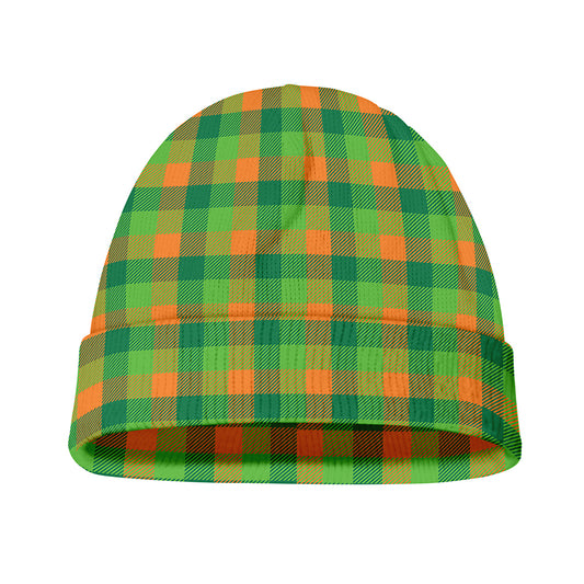 Shamrock Plaid St. Patrick's Day Print Beanie