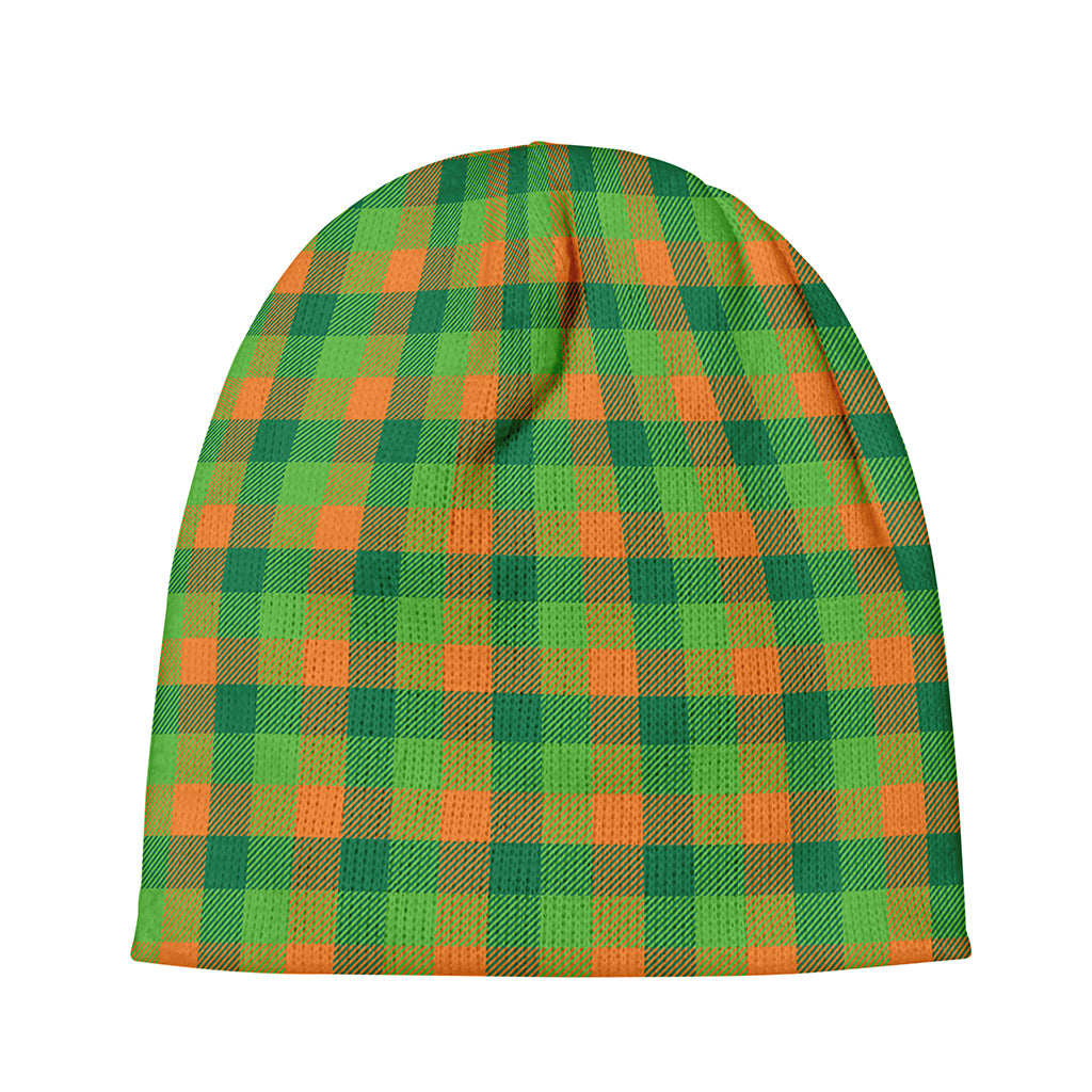 Shamrock Plaid St. Patrick's Day Print Beanie