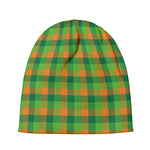 Shamrock Plaid St. Patrick's Day Print Beanie