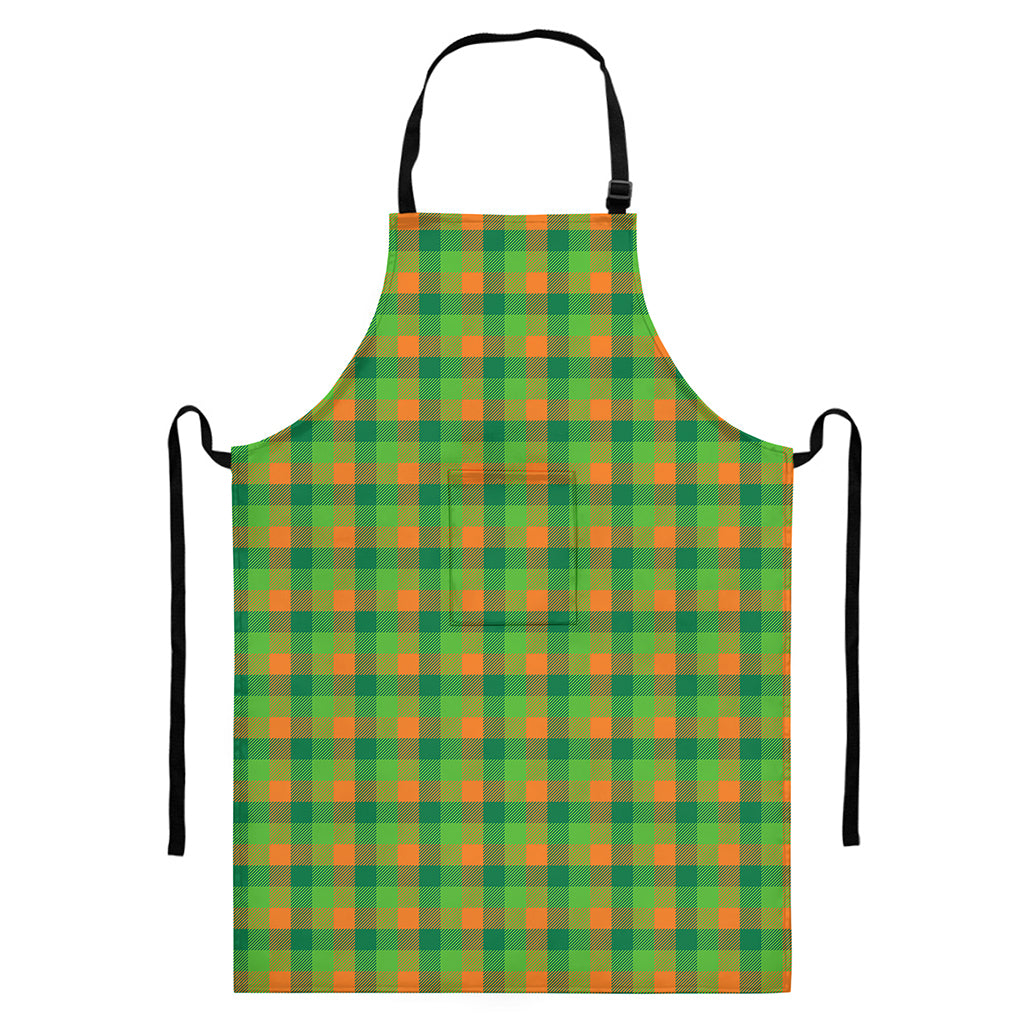 Shamrock Plaid St. Patrick's Day Print Bib Apron With Pocket