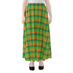 Shamrock Plaid St. Patrick's Day Print Chiffon Maxi Skirt