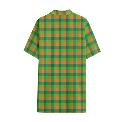 Shamrock Plaid St. Patrick's Day Print Cotton Hawaiian Shirt