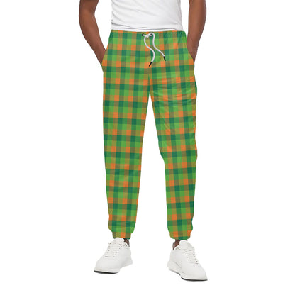Shamrock Plaid St. Patrick's Day Print Cotton Pants