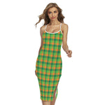 Shamrock Plaid St. Patrick's Day Print Cross Back Cami Dress