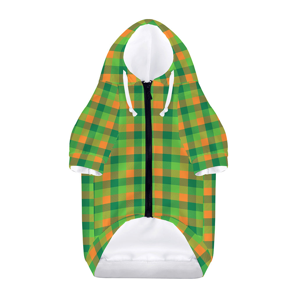 Shamrock Plaid St. Patrick's Day Print Dog Zip Up Hoodie