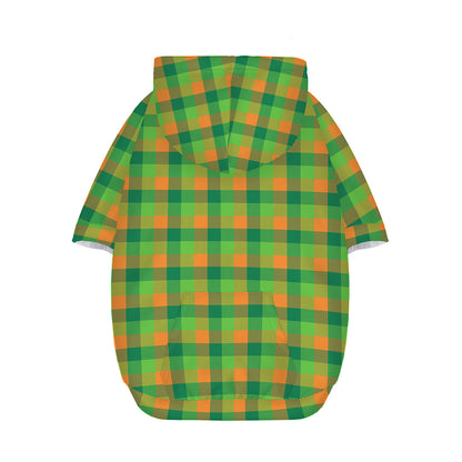 Shamrock Plaid St. Patrick's Day Print Dog Zip Up Hoodie