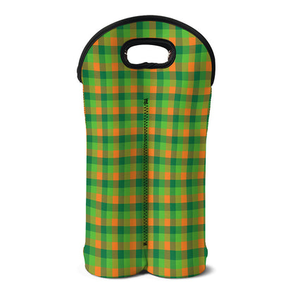 Shamrock Plaid St. Patrick's Day Print Double Neoprene Wine Tote