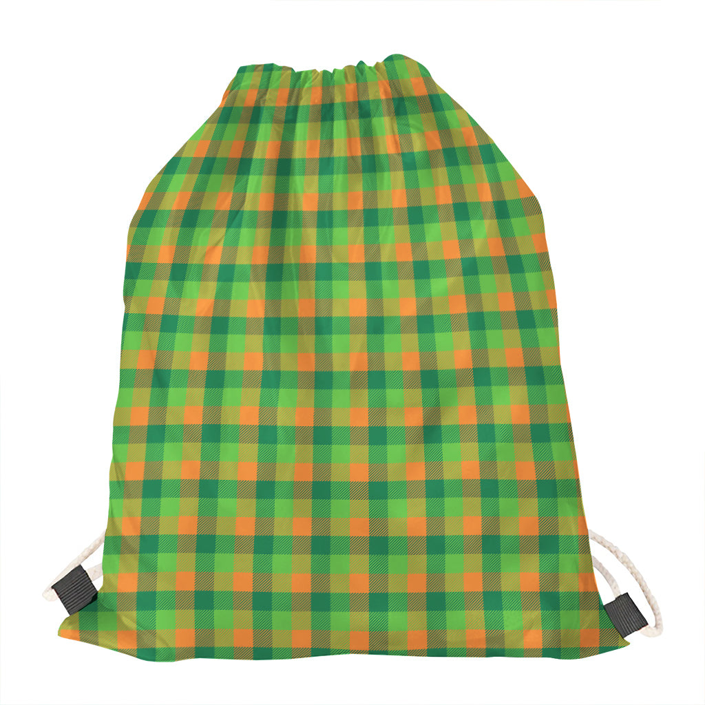 Shamrock Plaid St. Patrick's Day Print Drawstring Bag