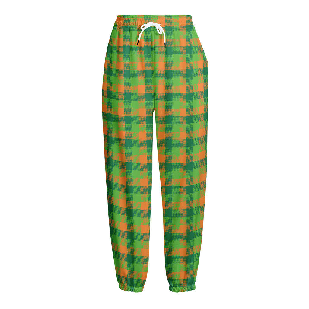 Shamrock Plaid St. Patrick's Day Print Fleece Lined Knit Pants