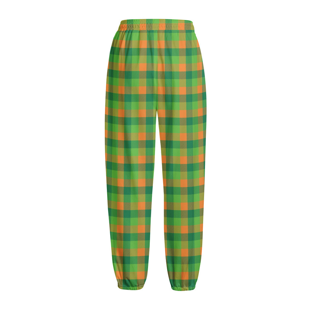 Shamrock Plaid St. Patrick's Day Print Fleece Lined Knit Pants