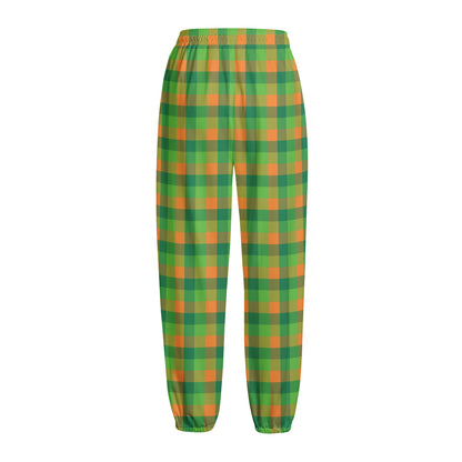 Shamrock Plaid St. Patrick's Day Print Fleece Lined Knit Pants