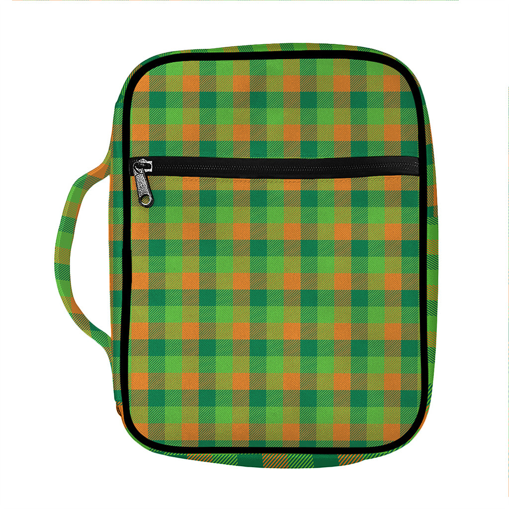 Shamrock Plaid St. Patrick's Day Print Front Pocket Bible Bag