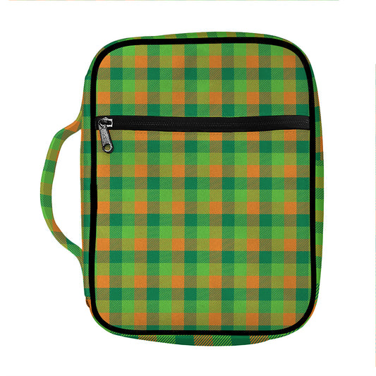Shamrock Plaid St. Patrick's Day Print Front Pocket Bible Bag