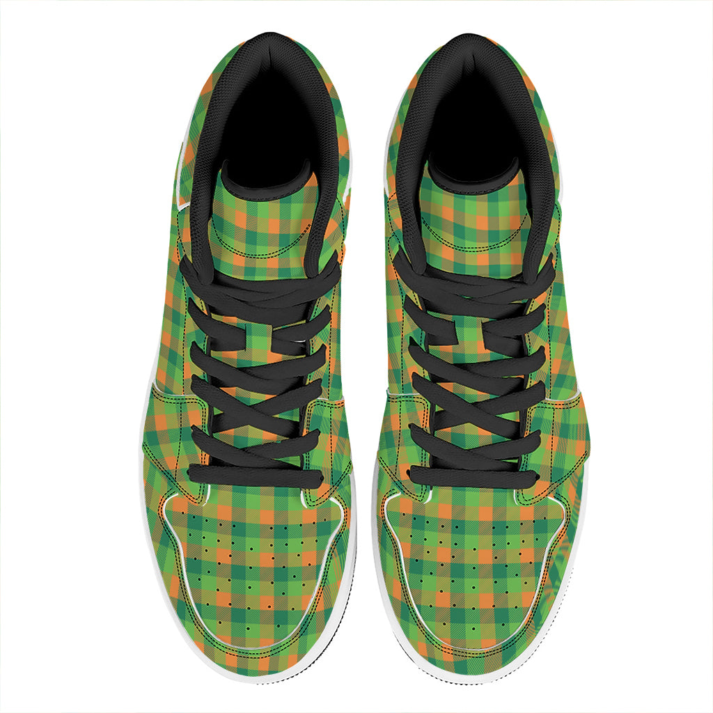 Shamrock Plaid St. Patrick's Day Print High Top Leather Sneakers