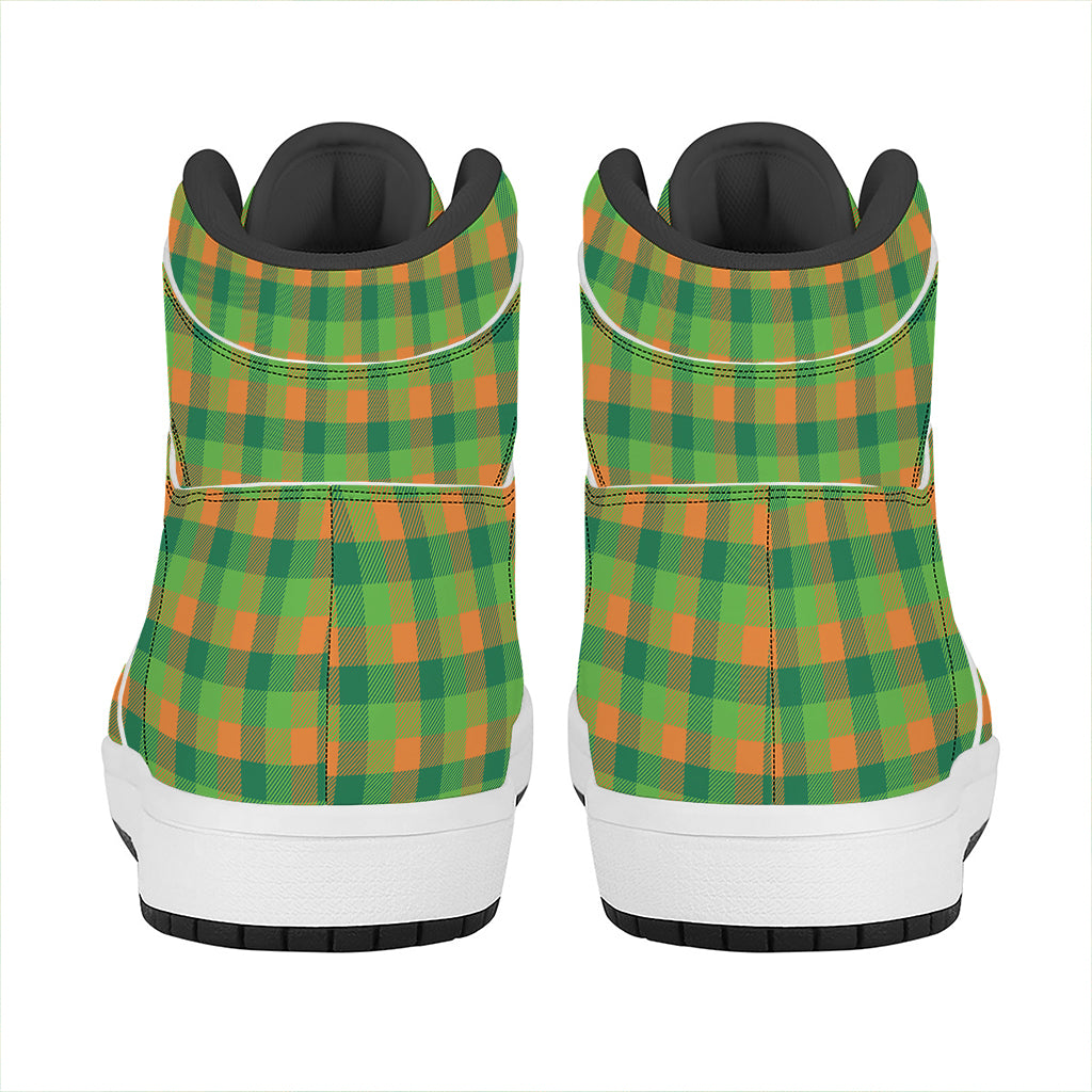 Shamrock Plaid St. Patrick's Day Print High Top Leather Sneakers