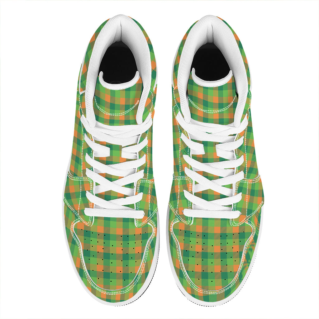 Shamrock Plaid St. Patrick's Day Print High Top Leather Sneakers