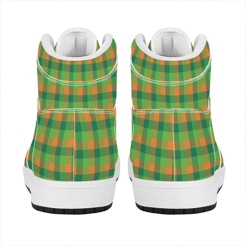 Shamrock Plaid St. Patrick's Day Print High Top Leather Sneakers