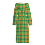 Shamrock Plaid St. Patrick's Day Print Hooded Bathrobe