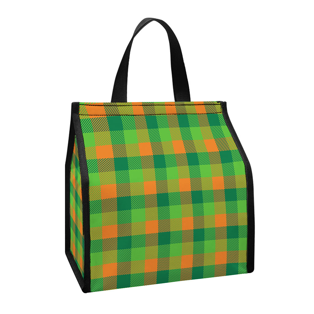 Shamrock Plaid St. Patrick's Day Print Insulated Lunch Tote