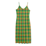 Shamrock Plaid St. Patrick's Day Print Jersey Midi Cami Dress