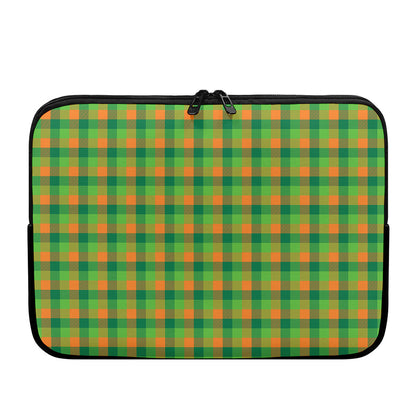 Shamrock Plaid St. Patrick's Day Print Laptop Sleeve