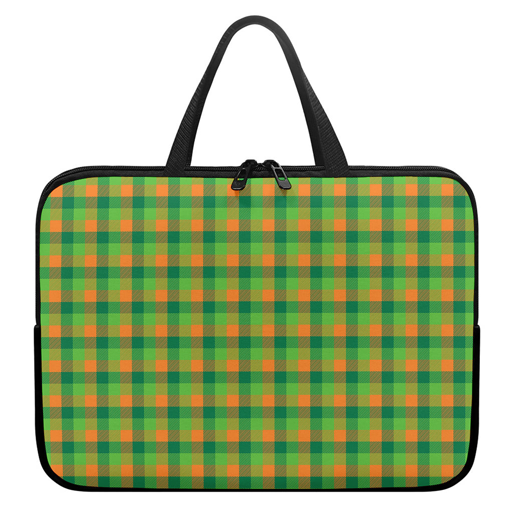 Shamrock Plaid St. Patrick's Day Print Laptop Sleeve With Handle
