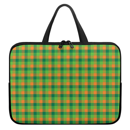 Shamrock Plaid St. Patrick's Day Print Laptop Sleeve With Handle