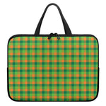 Shamrock Plaid St. Patrick's Day Print Laptop Sleeve With Handle