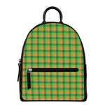 Shamrock Plaid St. Patrick's Day Print Leather Backpack