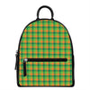 Shamrock Plaid St. Patrick's Day Print Leather Backpack