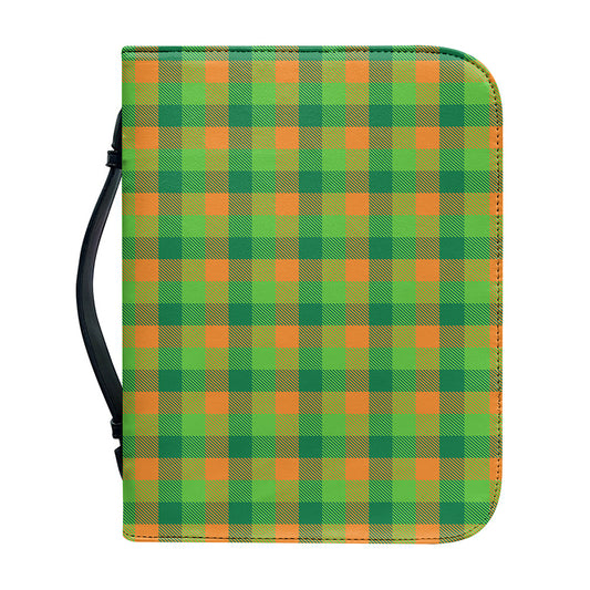 Shamrock Plaid St. Patrick's Day Print Leather Bible Cover
