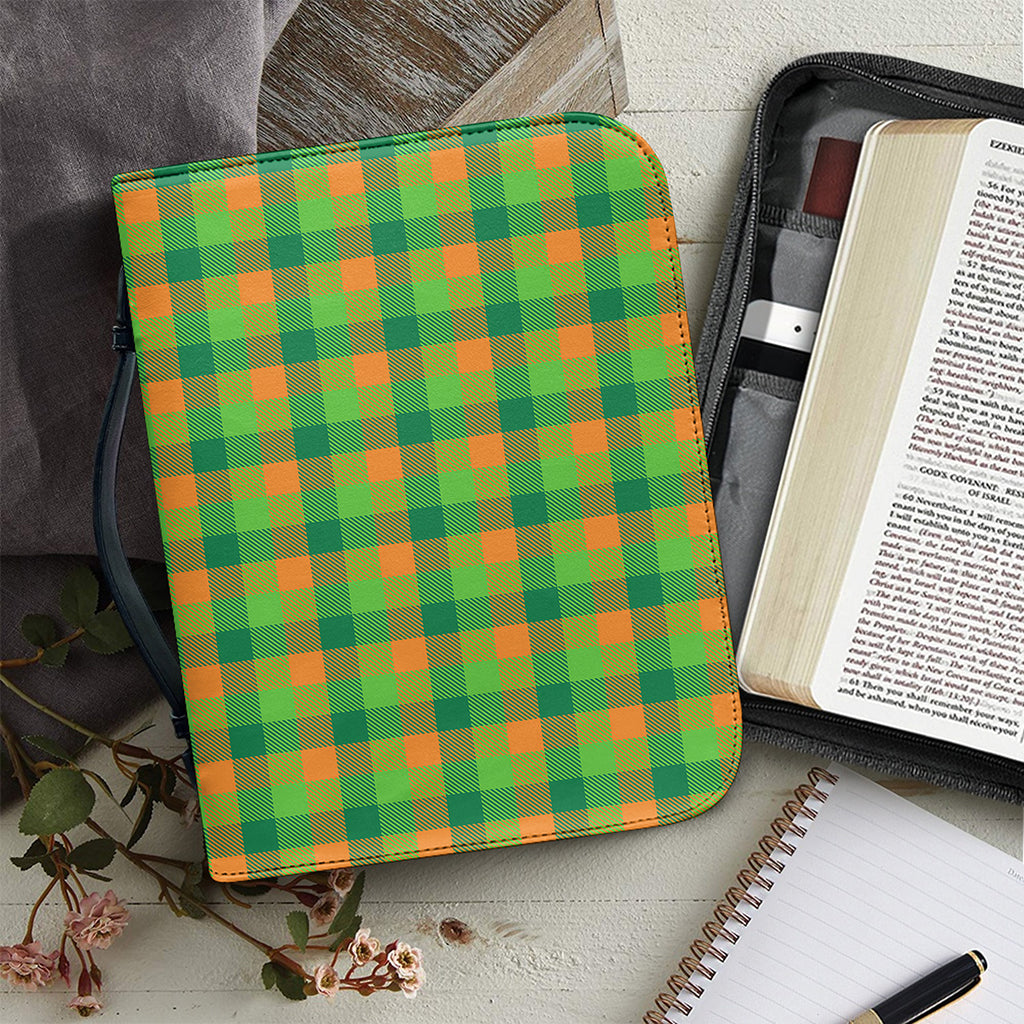 Shamrock Plaid St. Patrick's Day Print Leather Bible Cover
