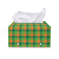Shamrock Plaid St. Patrick's Day Print Leather Tissue Box Cover