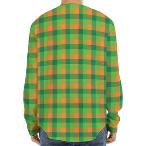 Shamrock Plaid St. Patrick's Day Print Long Sleeve Baseball Jersey