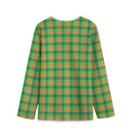 Shamrock Plaid St. Patrick's Day Print Long Sleeve Short Coat