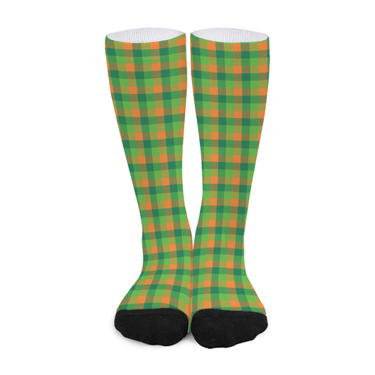 Shamrock Plaid St. Patrick's Day Print Long Socks