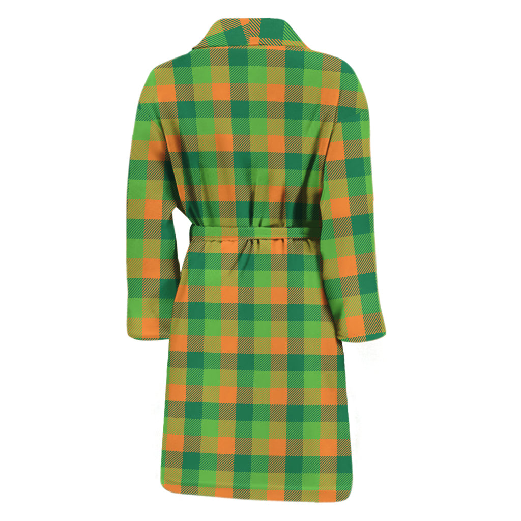 Shamrock Plaid St. Patrick's Day Print Men's Bathrobe