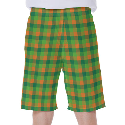 Shamrock Plaid St. Patrick's Day Print Men's Beach Shorts