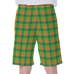 Shamrock Plaid St. Patrick's Day Print Men's Beach Shorts