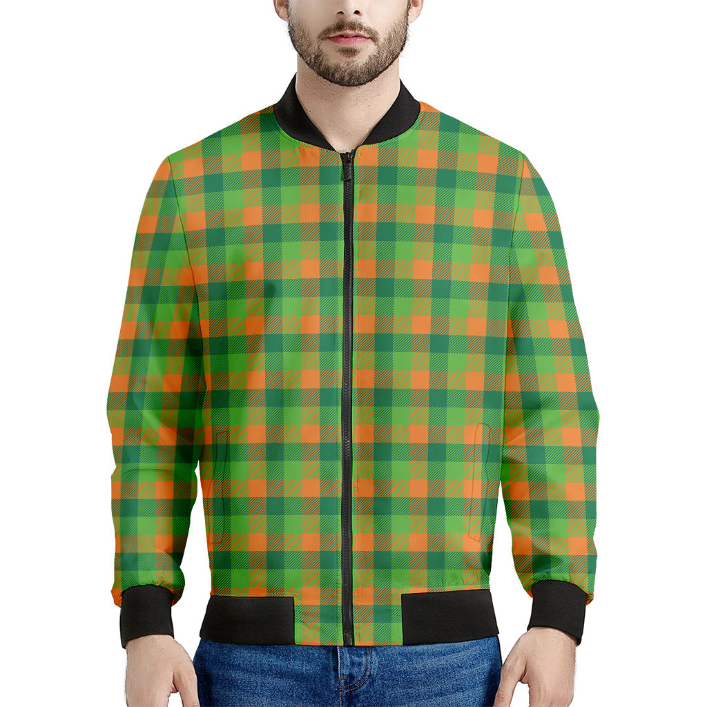 Shamrock Plaid St. Patrick's Day Print Men's Bomber Jacket