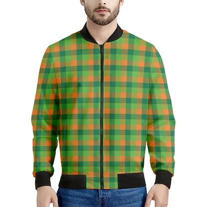 Shamrock Plaid St. Patrick's Day Print Men's Bomber Jacket