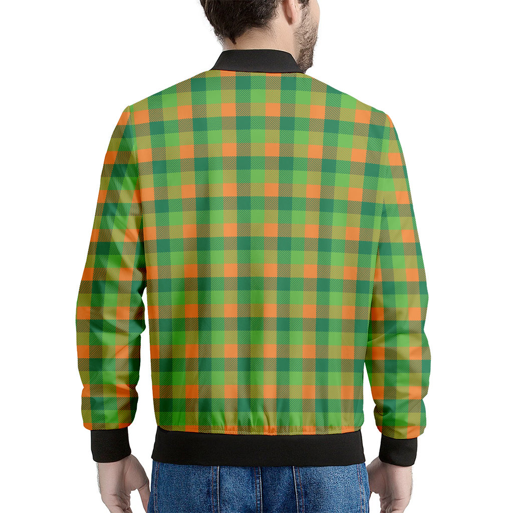 Shamrock Plaid St. Patrick's Day Print Men's Bomber Jacket