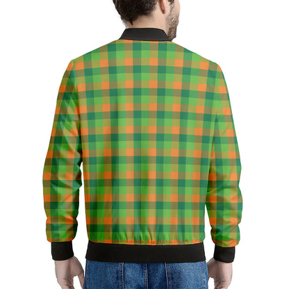 Shamrock Plaid St. Patrick's Day Print Men's Bomber Jacket