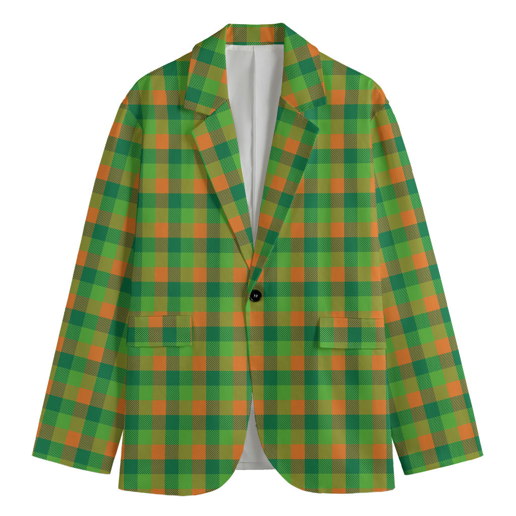 Shamrock Plaid St. Patrick's Day Print Men's Cotton Blazer